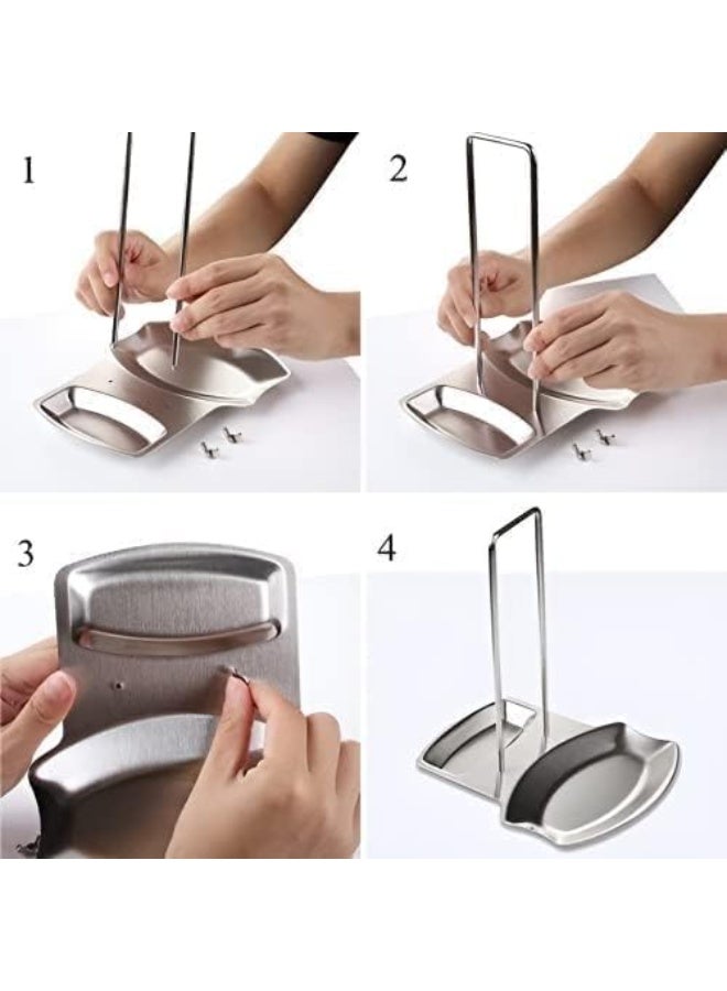 VIUAUAX pot lid holder and pan spoon rest for kitchen utensils shelf rack stand stainless steel pot cover holder home stove organizer cookware soup spoon kitchen tool a storage accessories - Image 4