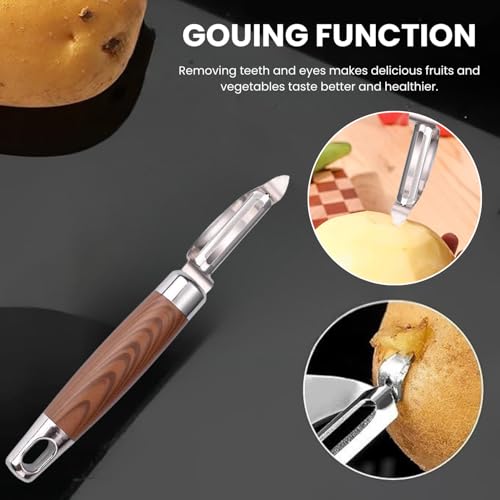 DANSR Stainless Steel Julienne Vegetable Peeler Multi-Functional Dual-Edge Blade, Stylish Kitchen Tool Fruit & Veggie Shredder Slicer and Grater for Potatoes, Carrots, Cucumbers - Image 3