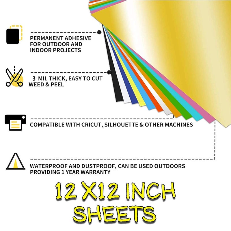Huaxing Permanent Self Adhesive Vinyl Sheets (Pack of 79, 12” X 12”) - 38 Assorted Colors Premium Adhesive Craft Outdoor Vinyl for Decor Sticker - Image 3