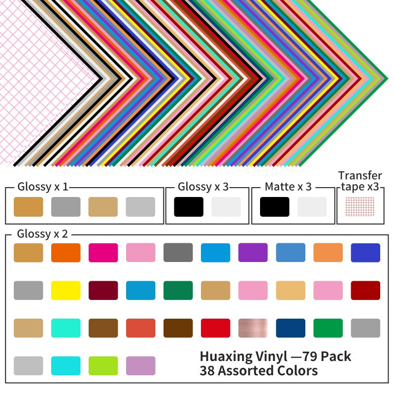 Huaxing Permanent Self Adhesive Vinyl Sheets (Pack of 79, 12” X 12”) - 38 Assorted Colors Premium Adhesive Craft Outdoor Vinyl for Decor Sticker - Image 2