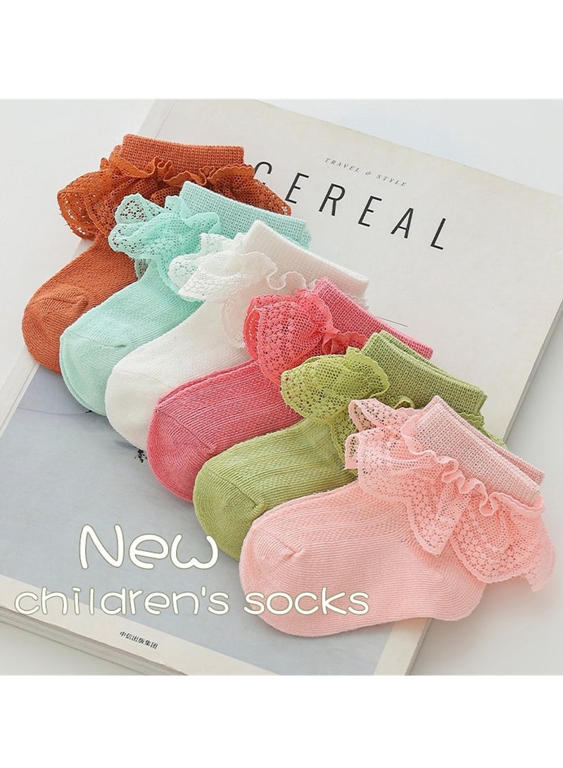 6 pairs of baby socks thin girls socks mesh children's lace socks lace princess socks  - Image 2