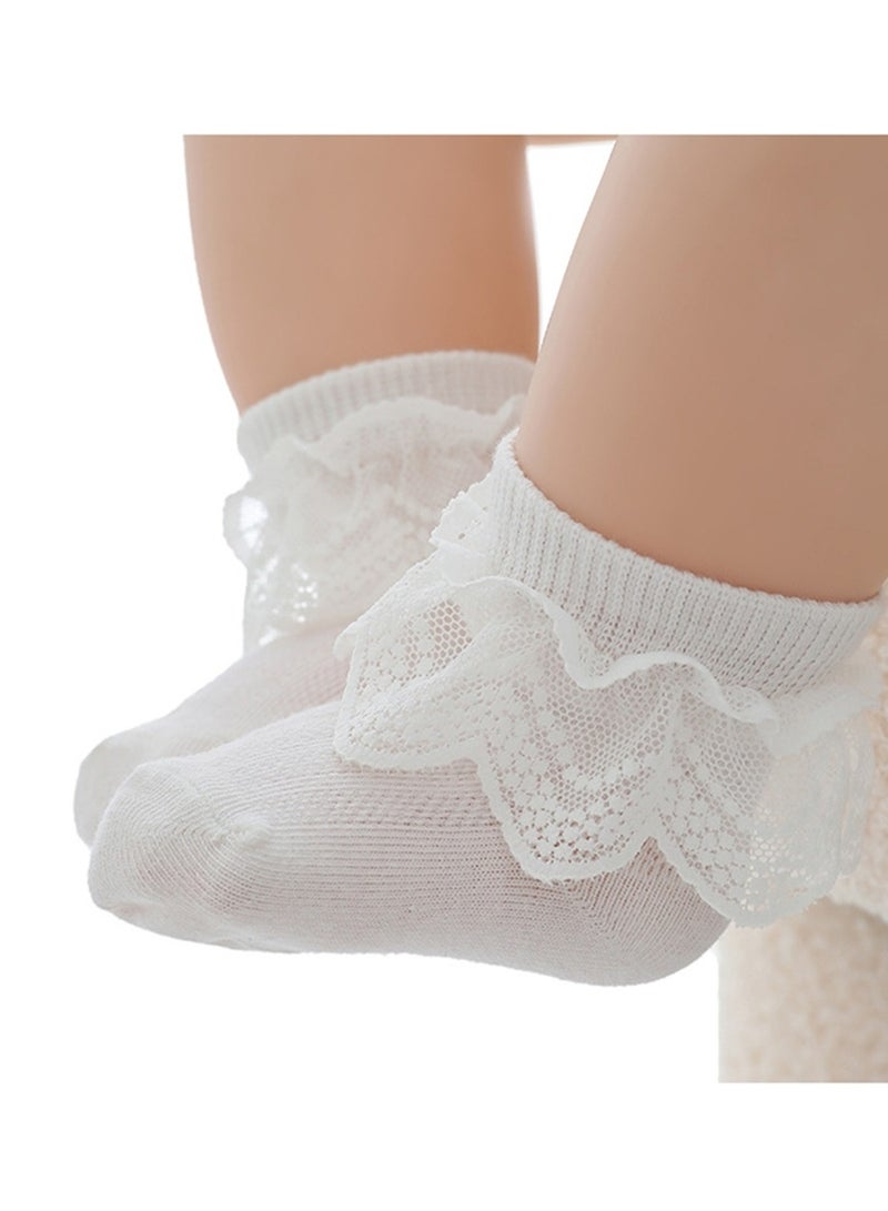 6 pairs of baby socks thin girls socks mesh children's lace socks lace princess socks  - Image 4