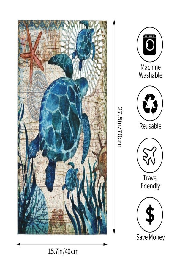 COVASA Sea Turtle Hand Towels for Bathroom Set of 2 Vintage Ocean Beach Theme Bathroom Hand Towel Ultra Soft Absorbent Small Bath Towels Kitchen Dish Guest Towel for Hotel,Spa,Gym,Home Decor 15.7"x27.5" Teal - Image 3