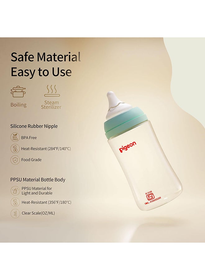 pigeon زجاجة رضاعة بيجون مضادة للمغص ذات عنق واسع ناتورا فلو 160 مل للمواليد الجدد/الرضع Wn3 زجاجة رضاعة من البولي بروبيلين 160 مل مع حلمة من النوع بلس - أخضر - Image 3