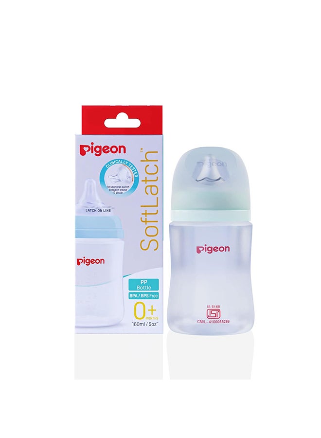 pigeon زجاجة رضاعة بيجون مضادة للمغص ذات عنق واسع ناتورا فلو 160 مل للمواليد الجدد/الرضع Wn3 زجاجة رضاعة من البولي بروبيلين 160 مل مع حلمة من النوع بلس - أخضر - Image 1