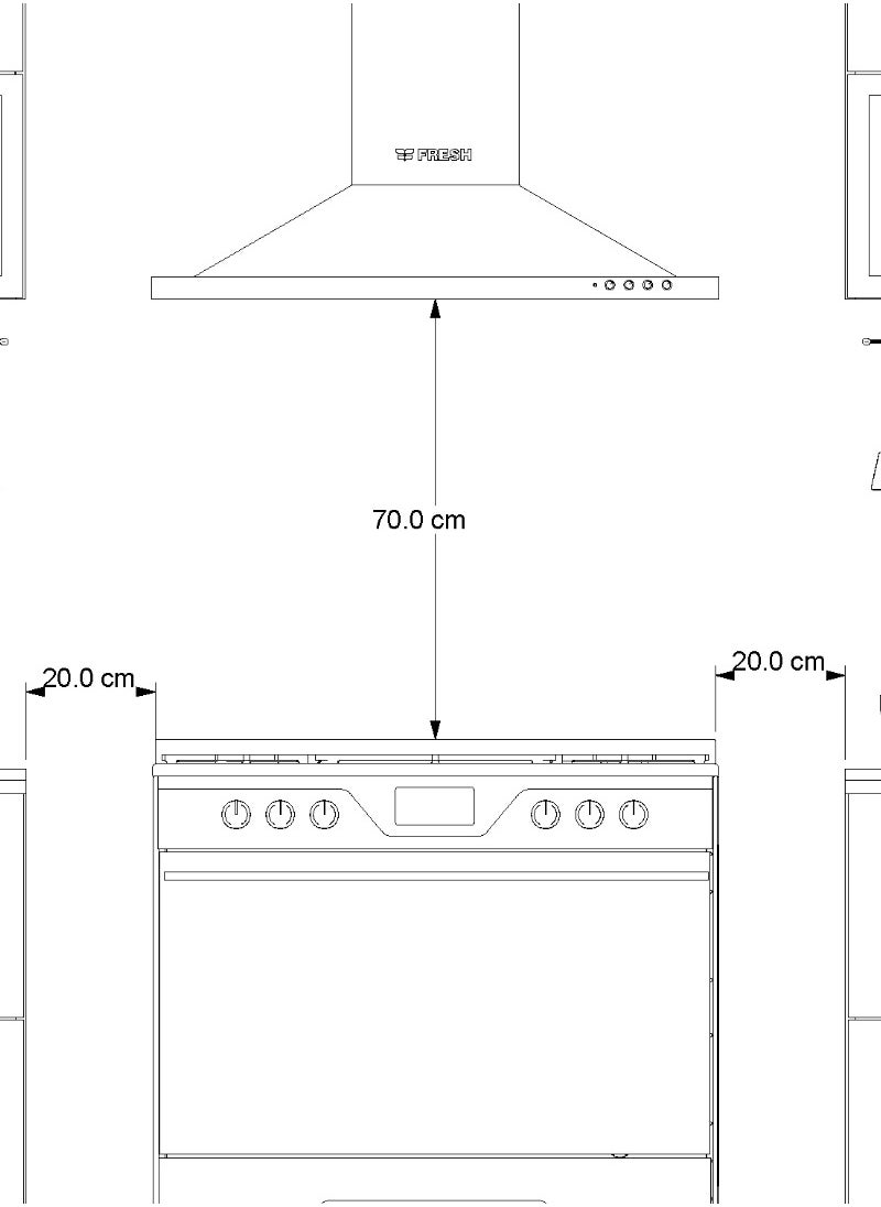 Fresh - Fresh Built-in Hood - 60 cm Pyramid Glass with Chimney - Image 1