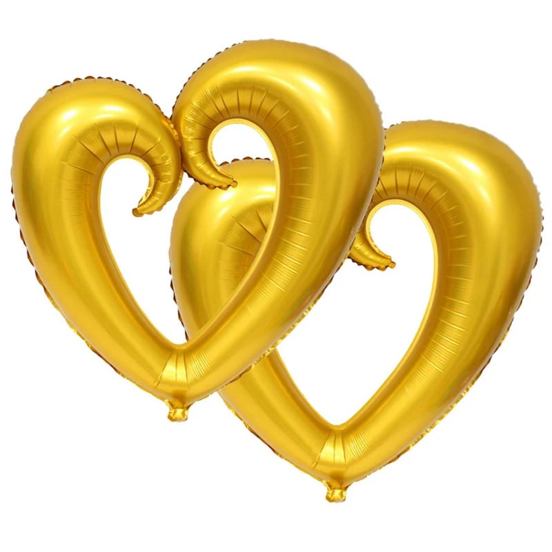 Dzrige 40 Inch Gold Heart Foil Balloons Valentines Day Love Heart Balloons Big Heart Shaped Mylar Balloons for Valentines Day Party Engagement Anniversary Wedding Birthday Decor Supplies 2 Pcs - Image 3