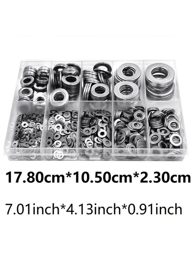 900Pcs Silvery Stainless Steel Large Fender Washers Assortment Kit 9 Sizes - Image 3