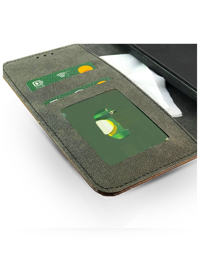 For Oppo A98 Two-line design Flip Leather Wallet Card Slot Case with Kickstand,Strap Magnetic Closure,Included Internal Tpu Silicone Case,Compatible with Oppo A98 (6.72'') (Brown)  - Image 3