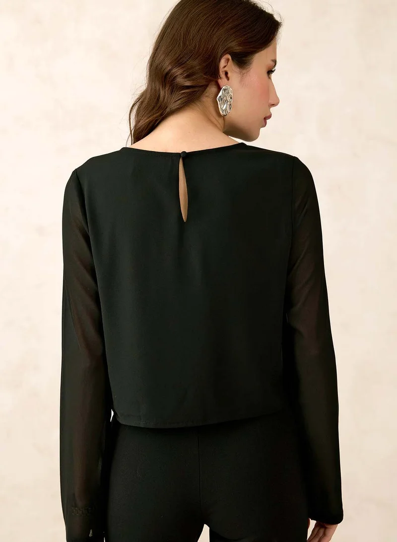 Virgio VIRGIO Georgette Vertical Ruffle Detail Top