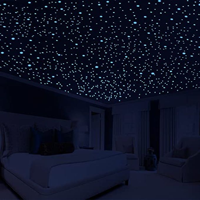 Neasyth 808 Pcs Glow In The Dark Stars For Ceiling, Glowing Wall Decals Decor Stickers,(404 Pcs Green And 404 Sky Blue) 3D Adhesive Dots Decor Starry Sky Decor For Kids Bedroom Or Birthday Gift - Image 4