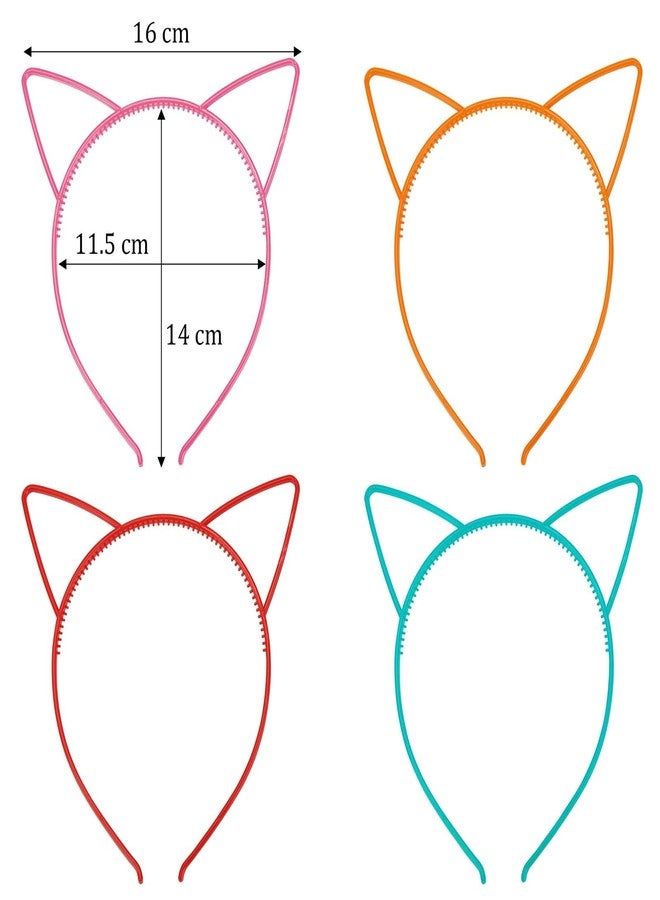 Tbestmax 12 Cat Ear Headbands Plastic Hairbands Hair Hoops Party Costume Daily Decorations Bunny Cat Bow Headwear Accessories for Women Daily Wearing and Party Decoration - Image 2