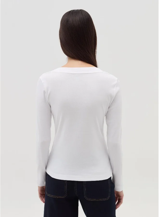 او في اس Long-sleeved T-shirt with granddad neckline