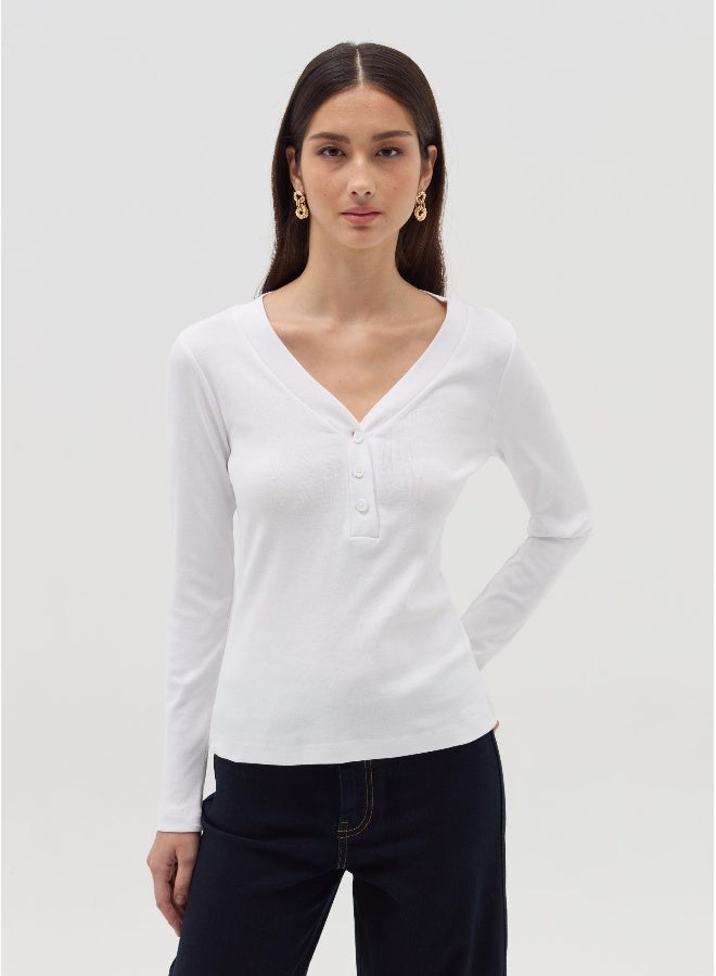 Ovs Long-sleeved T-shirt with granddad neckline - Image 2
