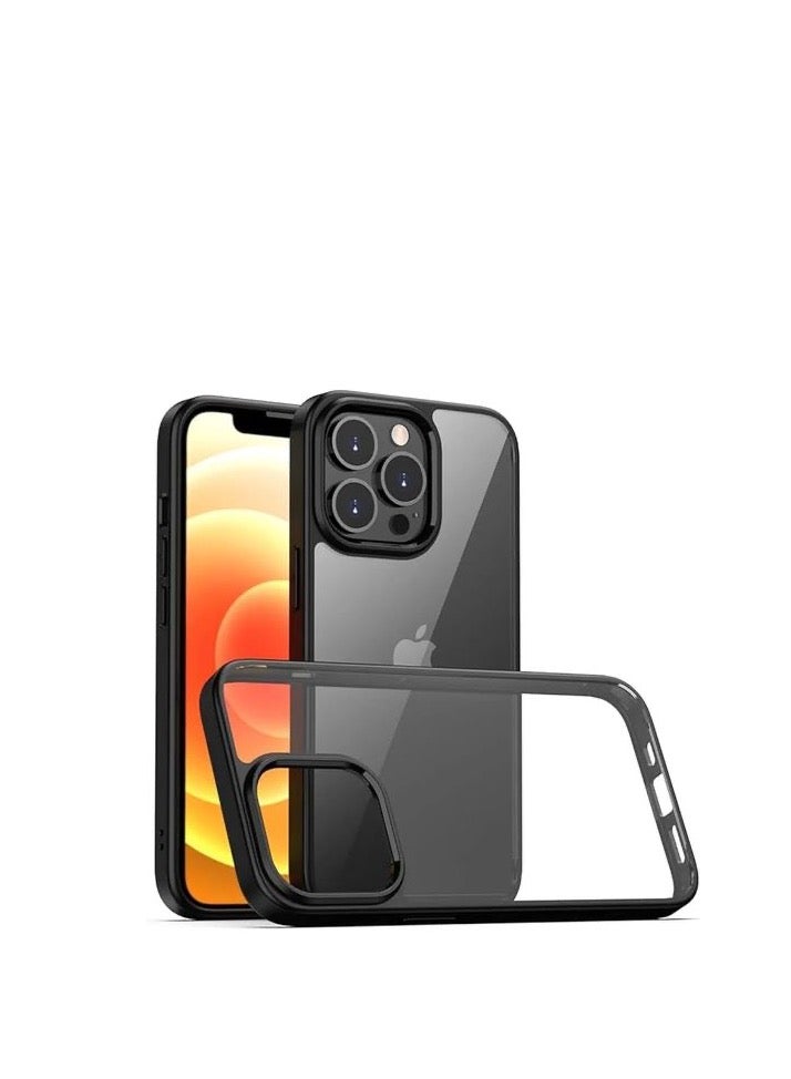 Bluw Clear Case for iPhone 14 Pro Max (6.7 Inch) – Hard Transparent Back with Black Silicone Frame, Shockproof Protective Cover