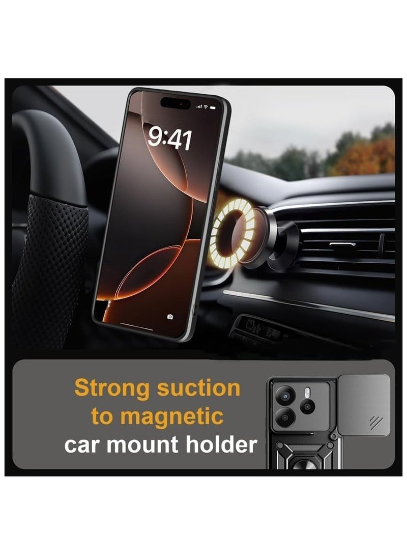 Phone Cover for Xiaomi Redmi Note 14 5G (not for 4G) with Slide Camera Cover Drop Protective Phone Case with Magnetic Car Mount Holder - Image 2
