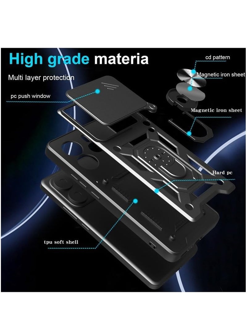 Phone Cover for Xiaomi Redmi Note 14 5G (not for 4G) with Slide Camera Cover Drop Protective Phone Case with Magnetic Car Mount Holder - Image 3