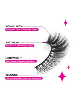 Calailis False Eyelash, Eye Makeup Lash 3D Faux Mink Fake Eyelash Long Natural Eyelashes 3 Pairs With 5G False Eyelash Glue (Cs01)  - Image 3