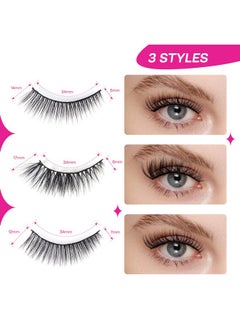 Calailis False Eyelash, Eye Makeup Lash 3D Faux Mink Fake Eyelash Long Natural Eyelashes 3 Pairs With 5G False Eyelash Glue (Cs01)  - Image 2