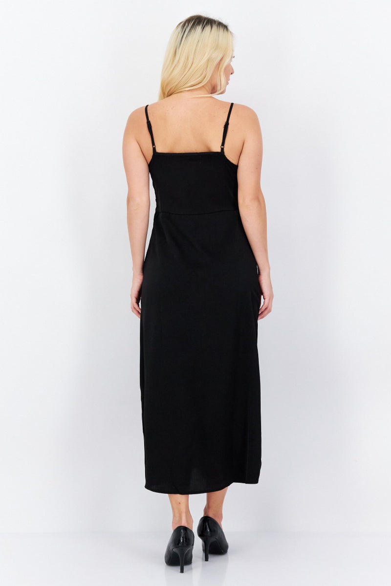 French Connection Women Solid Midi Casual Dress, Black - Image 3