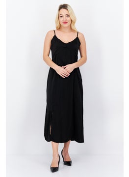 French Connection Women Solid Midi Casual Dress, Black  - Image 1