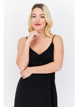 French Connection Women Solid Midi Casual Dress, Black  - Image 2