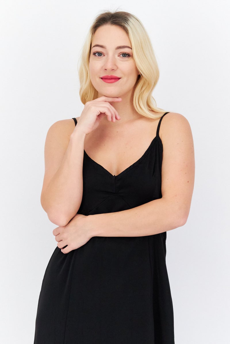 French Connection Women Solid Midi Casual Dress, Black - Image 4