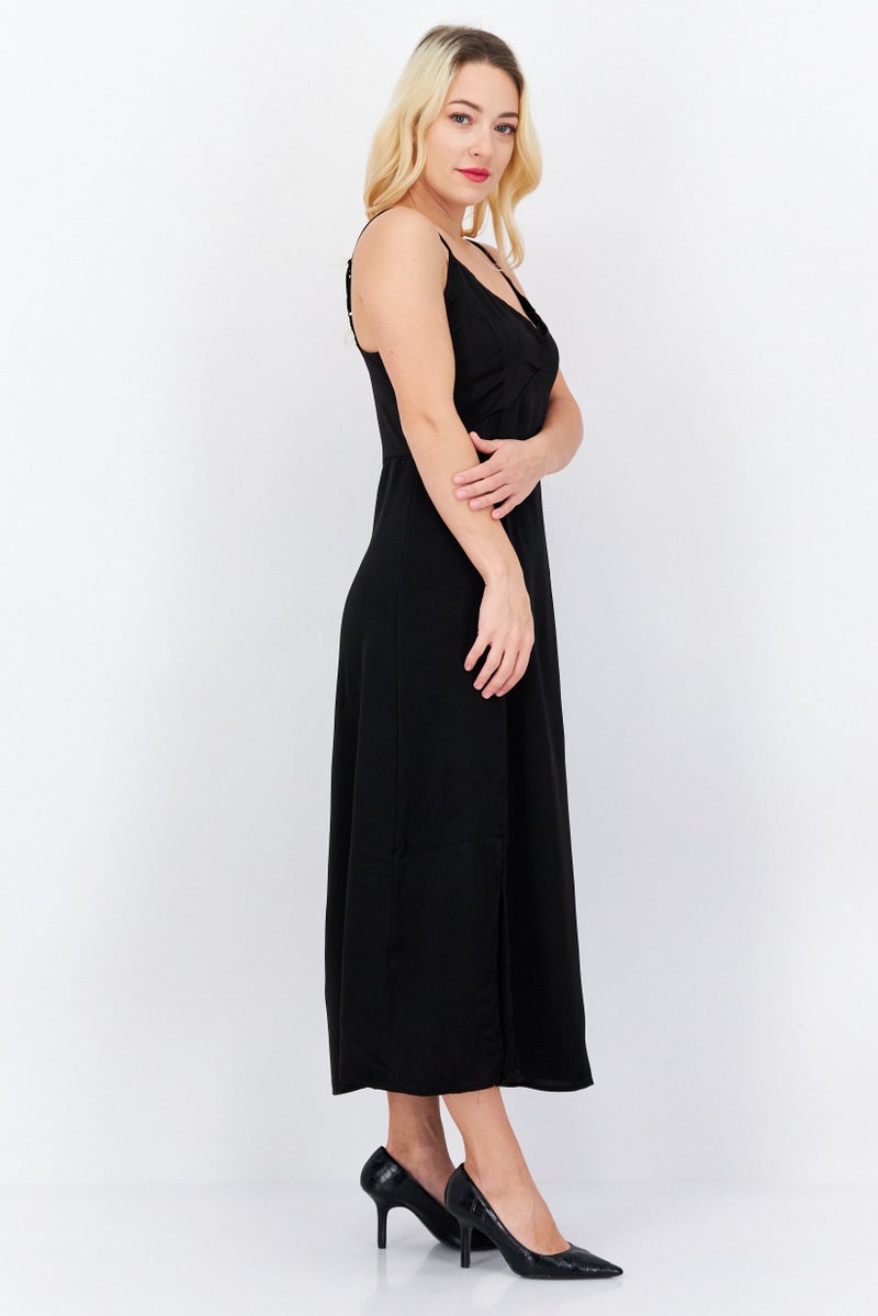 French Connection Women Solid Midi Casual Dress, Black - Image 4