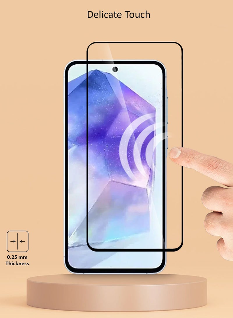 Techie واقي شاشة كامل من الزجاج المقوى عالي الجودة بدرجة صلابة 10H لهاتف Samsung Galaxy A55 - مضاد للخدش ومضاد لبصمات الأصابع ومضاد للفقاعات - Image 4