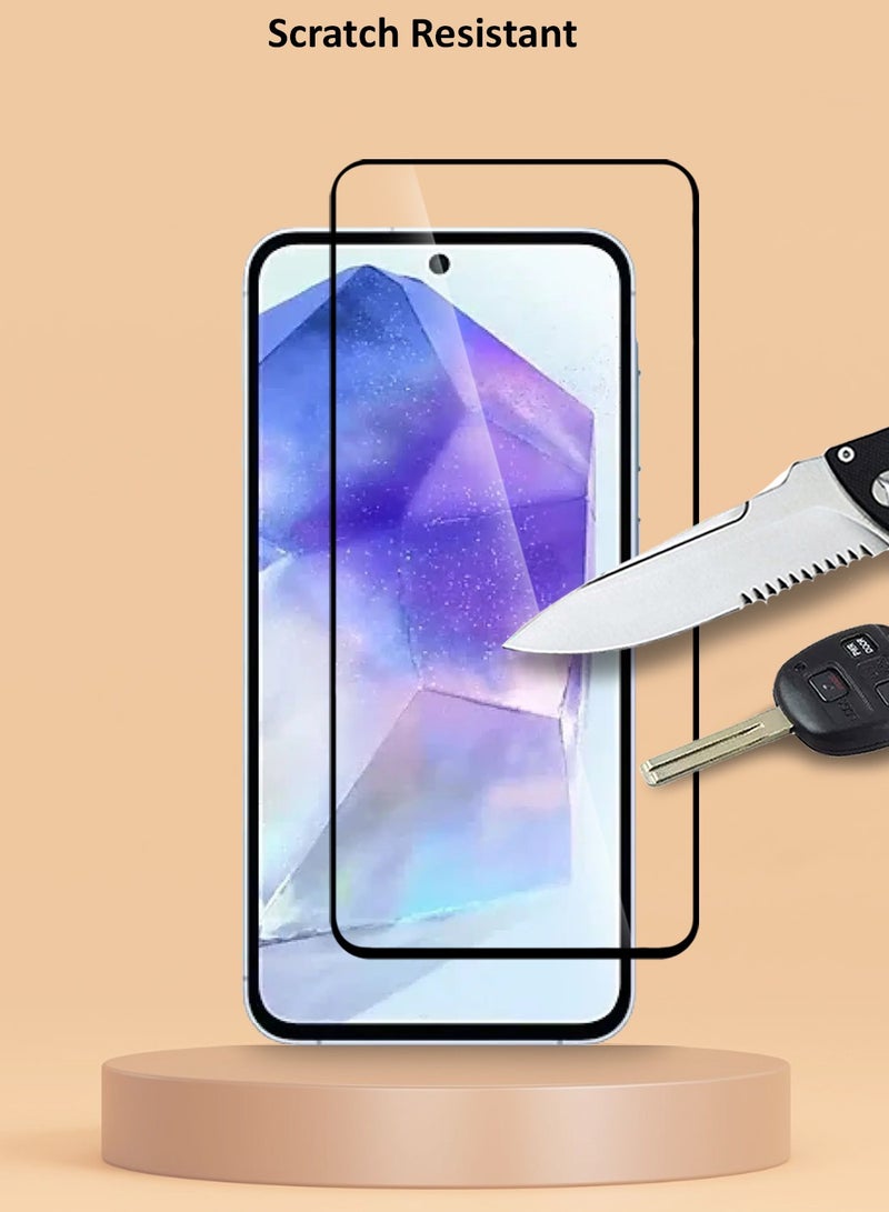 Techie واقي شاشة كامل من الزجاج المقوى عالي الجودة بدرجة صلابة 10H لهاتف Samsung Galaxy A55 - مضاد للخدش ومضاد لبصمات الأصابع ومضاد للفقاعات - Image 5