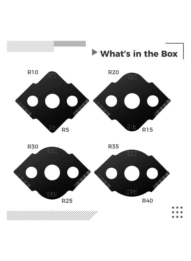 مجموعة من 4 قوالب توجيه نصف قطرية، قوالب توجيه نصف قطرية للزوايا، قوالب توجيه الزوايا المستديرة، قوالب بت التوجيه لأعمال النجارة - Image 2