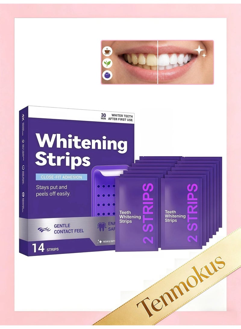 Tenmokus Purple Teeth Whitening Strips for Sensitive Teeth, Enamel-Safe Color Correcting Tooth Whitener - Image 1