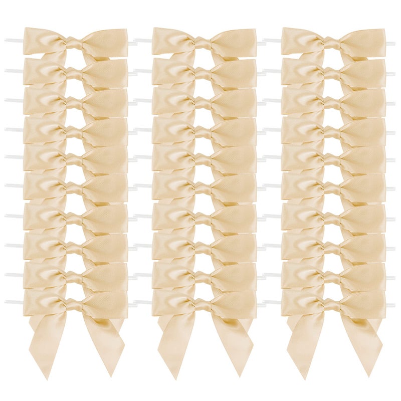 AIMUDI Champagne Satin Ribbon Bows for Christmas Ornaments Gift Wrapping Crafts  35 PreTied Small Bows  50 Counts