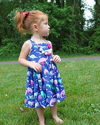 Frogwill Toddler Girls Dinosaur Dress Fifties Summer Tank Top 2-7Y (4T, Dinosaur) - Image 2