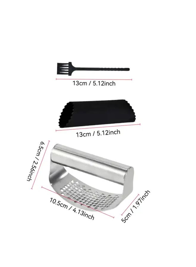 3 Piece Kitchen Garlic Press Masher Chopper Set With Peeler Broom - Image 3