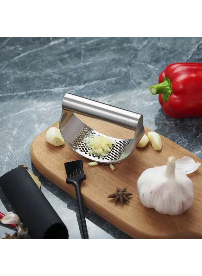 3 Piece Kitchen Garlic Press Masher Chopper Set With Peeler Broom - Image 1