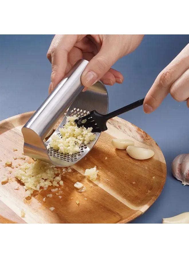3 Piece Kitchen Garlic Press Masher Chopper Set With Peeler Broom - Image 4