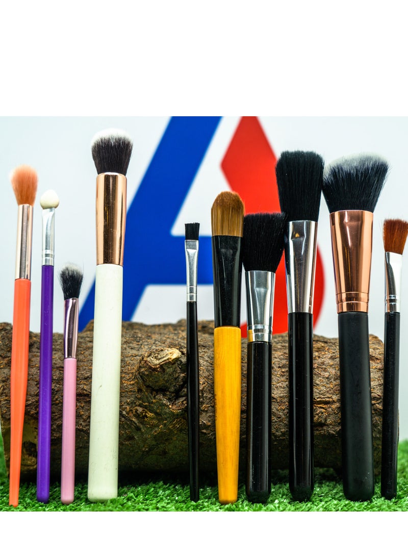 Abou Yousef Style Makeup Brushes Set 10Pcs - Multi Color  - Image 4