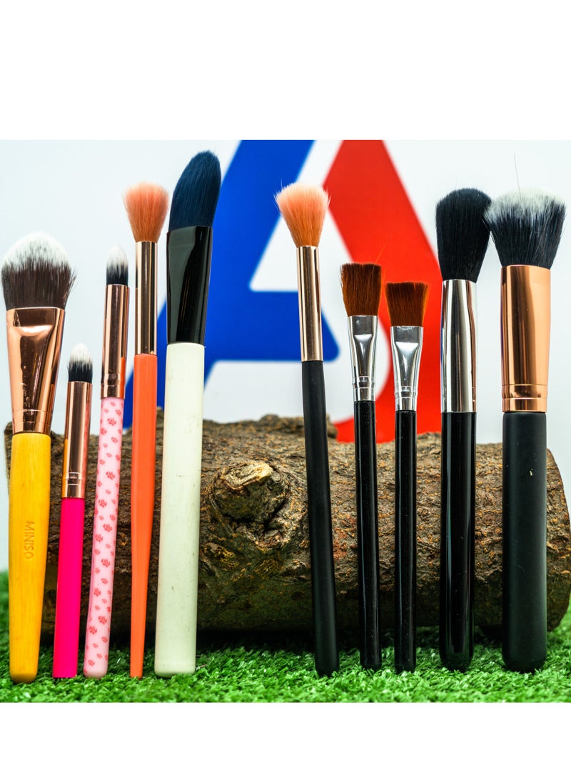 Abou Yousef Style Makeup Brushes Set 10Pcs - Multi Color  - Image 3