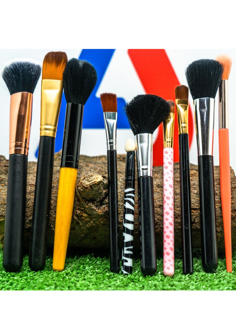 Abou Yousef Style Makeup Brushes Set 10Pcs - Multi Color  - Image 1