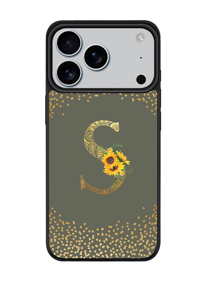 Stylizedd iPhone 17 Pro Case, [Compatible with MagSafe] Slim Magnetic cover Phone Case iPhone 17 Pro -Custom Floral Monogram - S  (Olive Green ) - Image 1