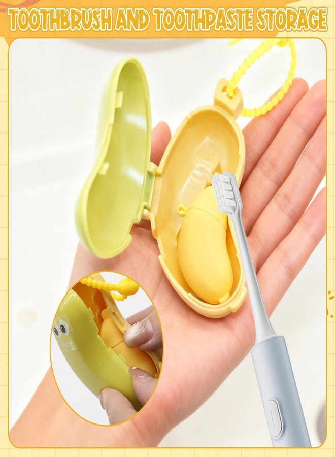 CANIPHA 4Pcs Banana Toothbrush Set Includes Yellow Cyan, Portable Banana Toothbrush Holder with Toothpaste Dispenser, Home Goods Suitable for Home Use or Travel - Image 3