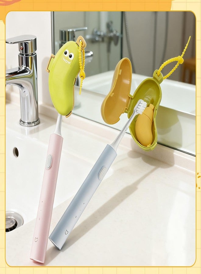 CANIPHA 4Pcs Banana Toothbrush Set Includes Yellow Cyan, Portable Banana Toothbrush Holder with Toothpaste Dispenser, Home Goods Suitable for Home Use or Travel - Image 5