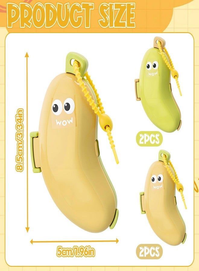 CANIPHA 4Pcs Banana Toothbrush Set Includes Yellow Cyan, Portable Banana Toothbrush Holder with Toothpaste Dispenser, Home Goods Suitable for Home Use or Travel - Image 2