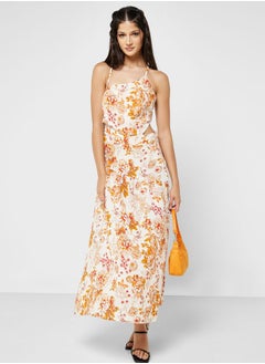Strappy Floral Printed Dress