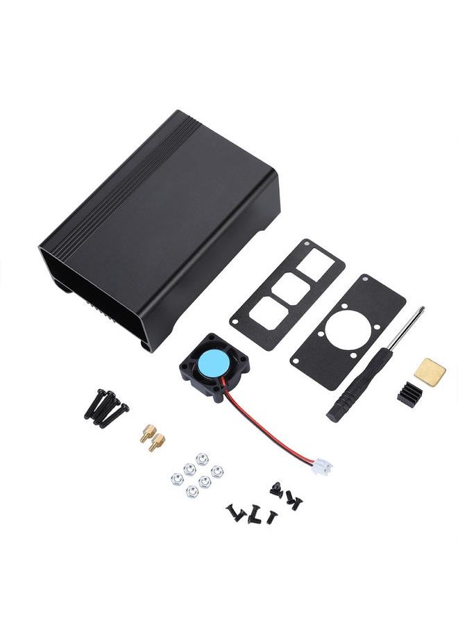 Thoraya Aluminum alloy Metal Protective Case with Cooling Fan For Raspberry Pi 3 B (Black)  - Image 1
