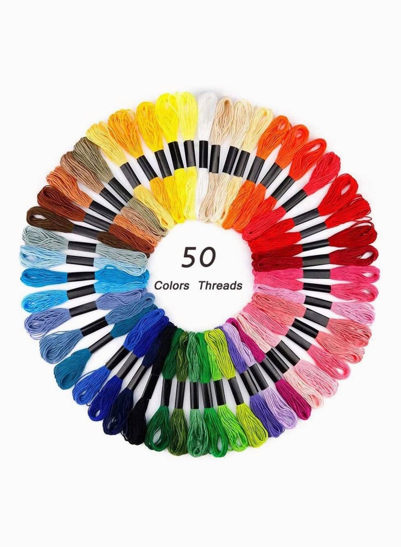 SYOSI Embroidery Starter Kit Cross Stitch Pen Punch Needle Craft Tool Wood Hoop Floss Bobbins Threading DIY Sewing Adults Beginners - Image 2