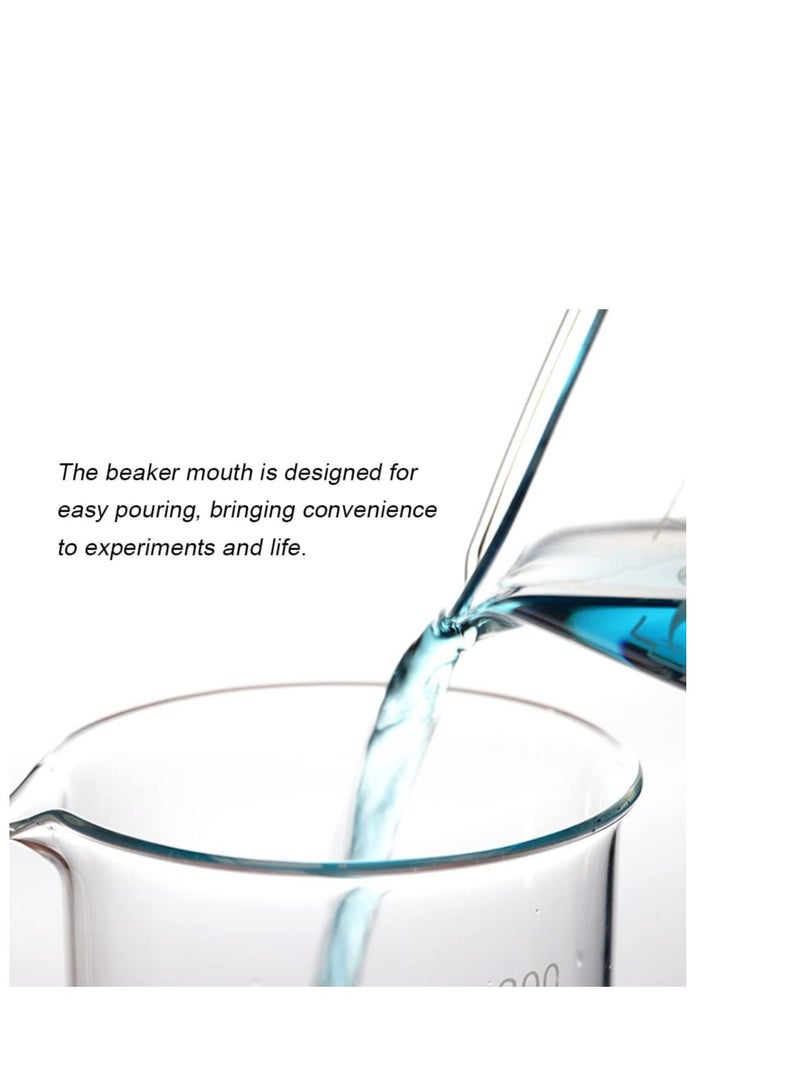 SYOSI Beaker Glass Measuring Low Form Beaker Set   Graduated Borosilicate Glassware   Glass Graduated Beakers for Home  School Science Experiments 3 Sizes 150ML+500ML+1000ML - Image 3