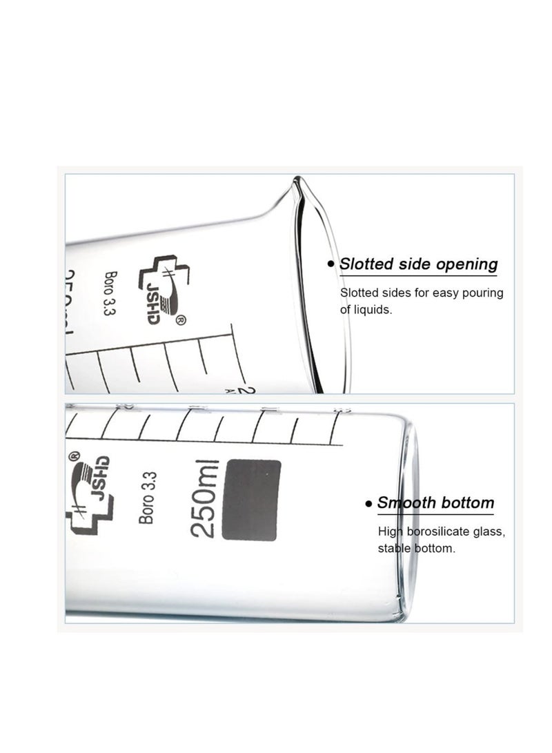 SYOSI Beaker Glass Measuring Low Form Beaker Set   Graduated Borosilicate Glassware   Glass Graduated Beakers for Home  School Science Experiments 3 Sizes 150ML+500ML+1000ML - Image 4