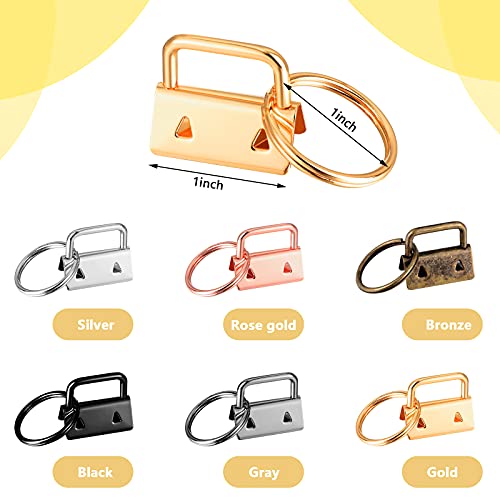 Furge 72 Pieces Key Fob Hardware Set Including 24 Wristlet with Keyring, Colorful Leather Keychain Tassel and Swivel Snap Hooks for Supplies, 6 Colors, Multicolor, Large - Image 2